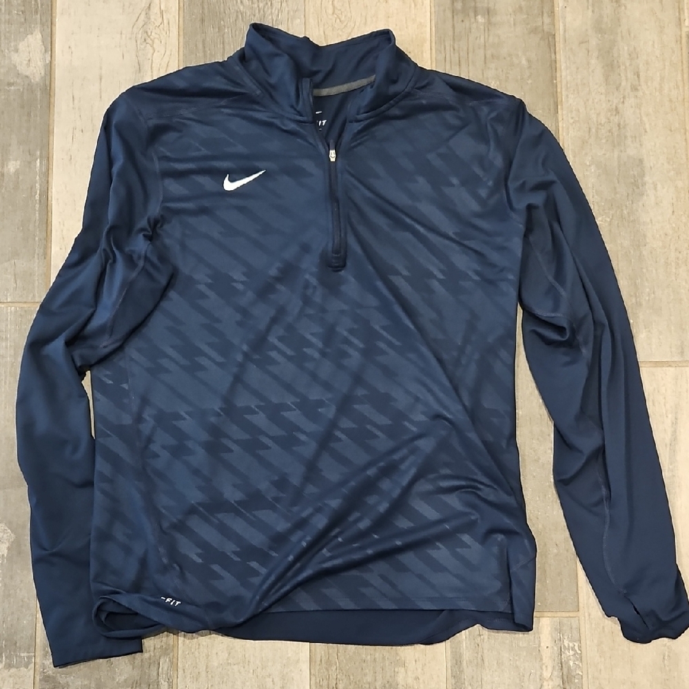 Nike Men's Navy Patterned Quarter-Zip Jacket